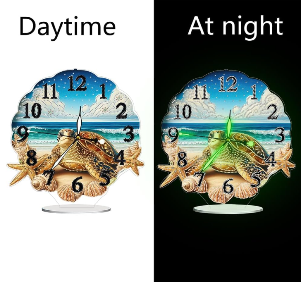 Diamond Painting Leuchtende Uhr Schildkröte